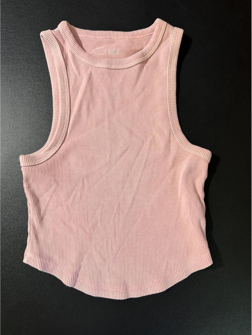 Aerie Women’s XS Pink Ribbed Cropped Tank Top Sleeveless Stretch Casual Basic